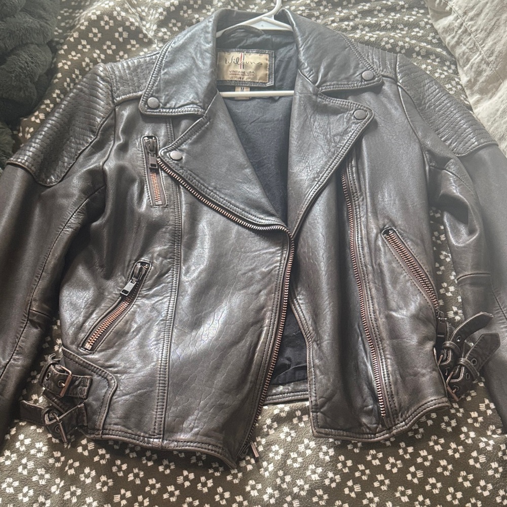 Brown Leather Biker Jacket